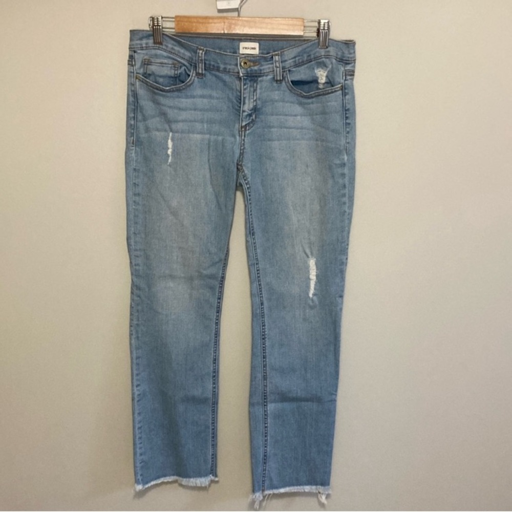 Sneak Peek Denim Blue Jeans Distressed Raw Hem Size 11 Juniors